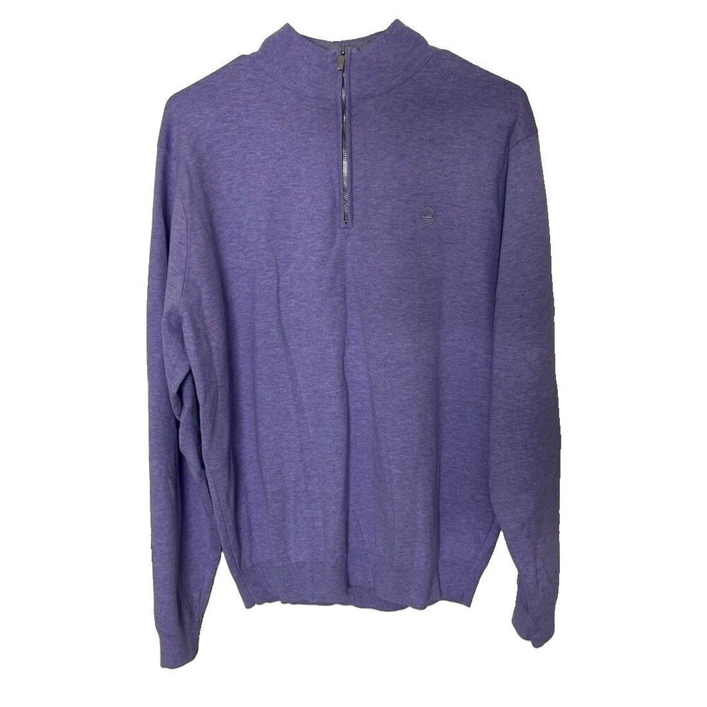 Peter Millar Coolspun Cotton 1/4 Zip Sweater Men’s Large Performance Purple